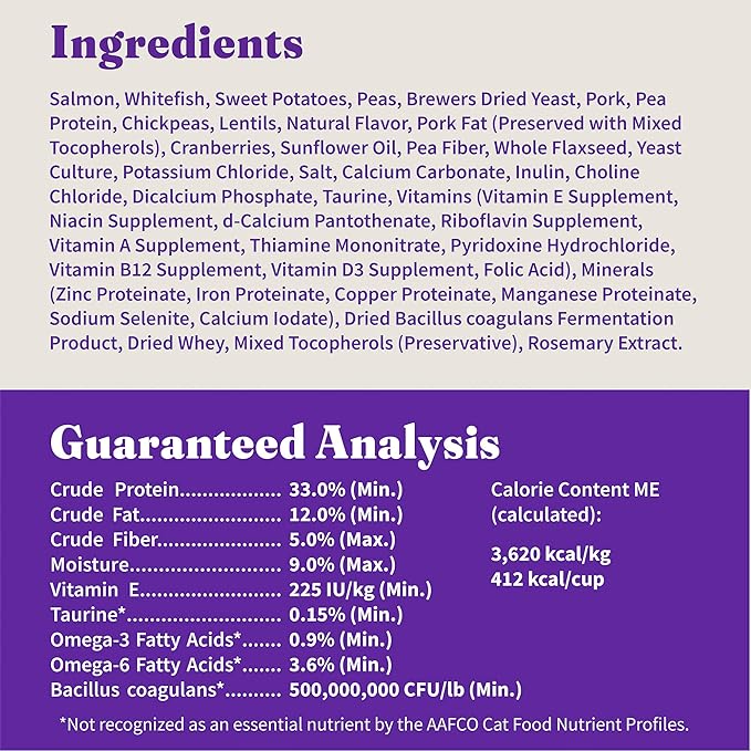 Halo Holistic Cat Food Wild Caught Salmon & Whitefish Formula, Healthy Grains Dry Cat Food, Complete Digestive Health, Kibble for Adult Cats, 6 lb Bag