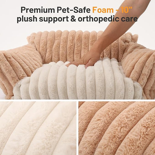 Cat Bed Couch Washable - Fluffy Supportive Pet Chair for Medium Indoor Cat - Large Cozy Dog Bed with Durable Fabric