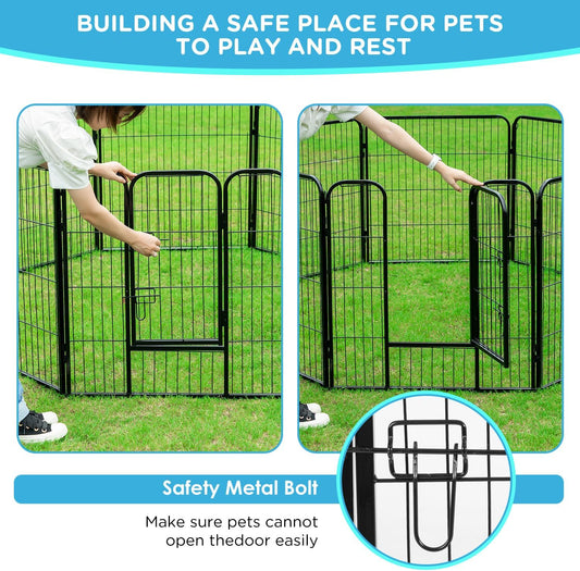 BestPet | Dog Playpen | 32 Inch, 6 Panels | Heavy Duty Metal Pet Exercise Pen | Indoor Outdoor Fence Panels | Rust-Resistant, Removable, Tool-Free Setup | Anti-Skid, Expandable Design