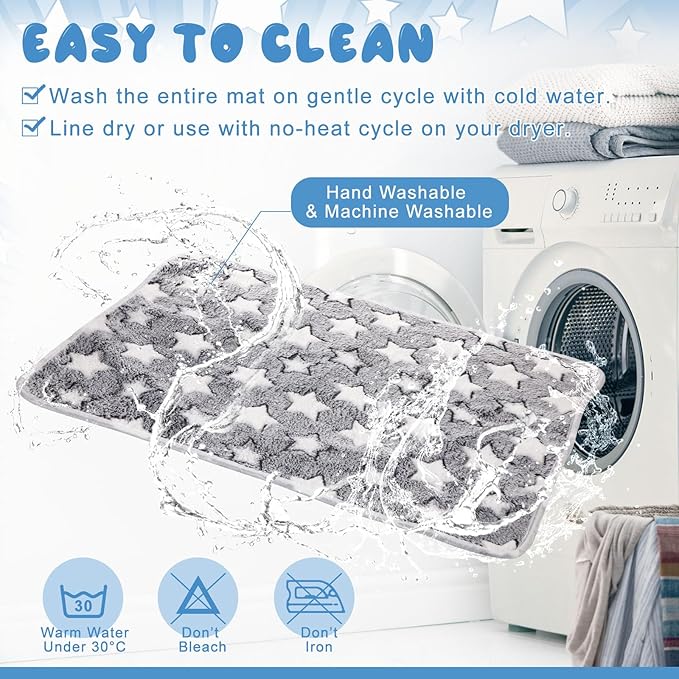 2 Pcs Warming Cat Pad Reflects Heating Dog Crate Self Warming Pet Pad Gray Nursing Cat Blankets Bed Mat for Newborn Kittens Puppies Elder Dog Washable(Large Star,41 x 29)