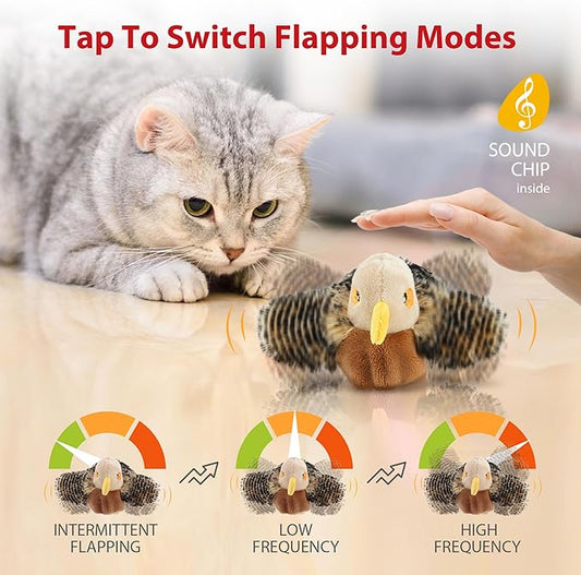 Gigwi Flapping Bird Cat Toy, Hangable Flying Bird Cat Toys for Indoor Cats, Interactive Motion Activated Chirping Cat Toy, Automatic Beating Wings with Catnip