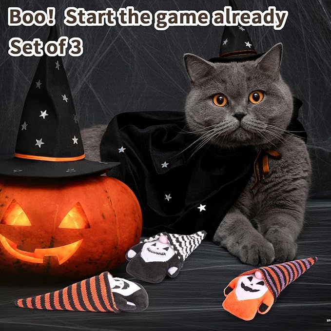 Retro Shaw Cat Toys, Horror Crinkly Catnip Toys for Indoor Cats Kitten, Interactive Cat Nip Kitty Kicker Chew Tossing, Safe Teeth Cleaning Toy for All Breeds - Pack of 3