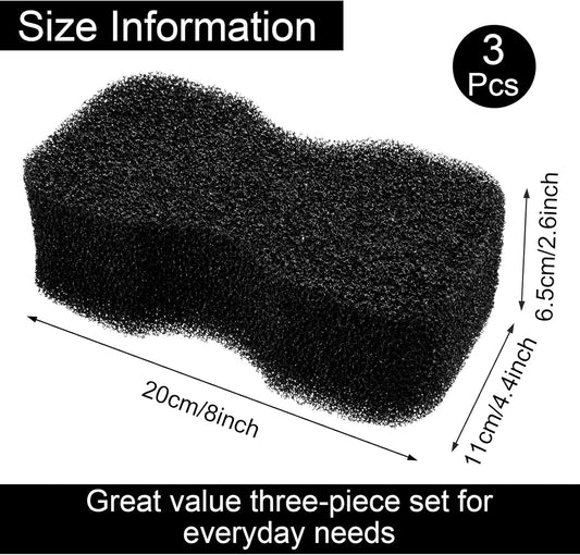 Eaasty 3 Pcs Horse Groomer Sponge Scrubber Massager Horse Grooming Brush Kit Supplies Large Soft Care for Cleaning Washing Bathing, Black, 4.33 x 7.87 x 2.56 Inch