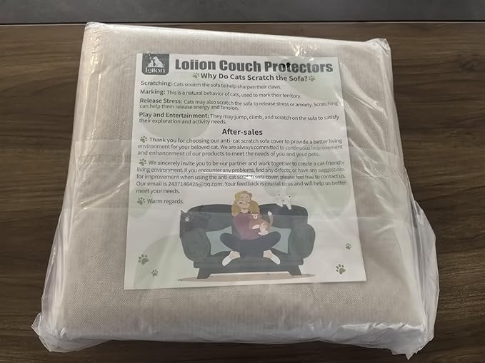 Cat Scratch Furniture Protector - Anti-Slip, Waterproof Sofa Cover to Keep Cats Off, Pet-Friendly Couch Protectors for 3 Cushion Couch, Khaki Anti-Scratch Couch Cover for Pets and Kids 134"X71"