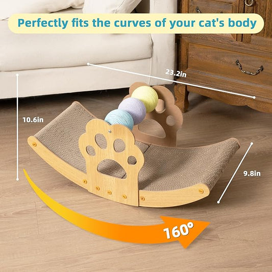 Meowoou Cat Scratch Pad, Cat Lounger Scratcher with Colorful Sisal Balls, Scratching Post Board Kitten Toys for Indoor Cat Stuff Like House Bed Hammock Couch Chair