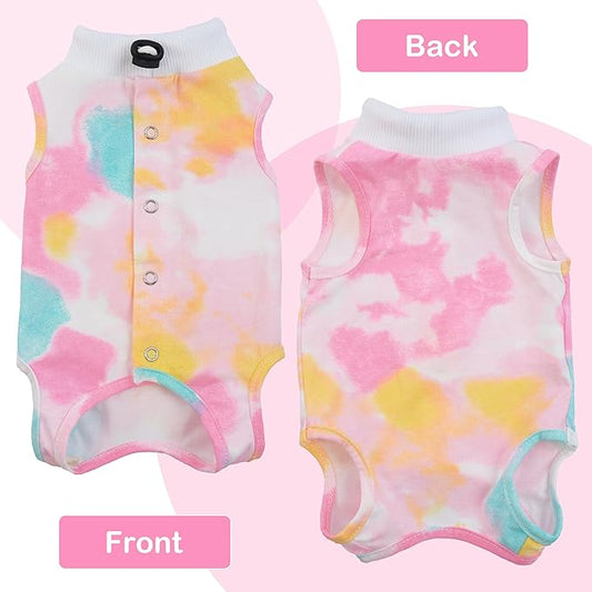 PUMYPOREITY Cat Recovery Suit for Female Surgery, Spay Alternative to Cone of Shame, Surgical Suit for Skin Diseases and Abdominal Wound, Pink, M