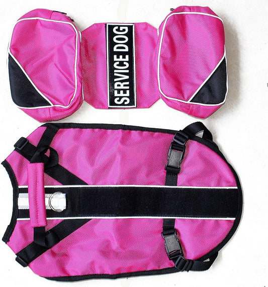 Serijoars Dog Vest Harnesses with Saddlebag Backpack for Camping & Travel - Reflective Hound Hiking Backpack Saddle Bag - Lightweight Vest Harness for Medium & Large Dogs (Hot Pink, S)