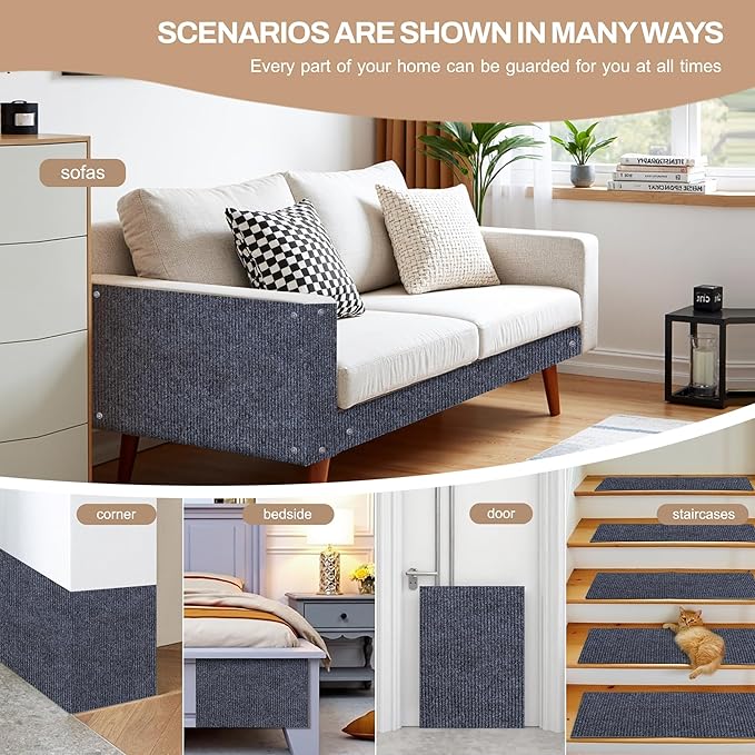 78.7"x15.8" Cat Scratch Mat Couch Furniture Protector,DIY Climb Cat Scratcher for Cat Couch Furniture or Wall Protector,Covering Cat Tower for Claws Scratching for Indoor (Dark Gray)