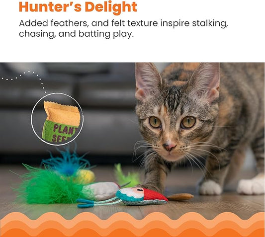 Catstages Garden Fur-Ends Interactive Catnip Toys 6 Pk with Feathers, Crinkle