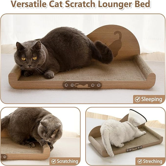 NATUYA Cat Scratcher Cardboard Lounge Bed, 24 Inch Large Cats Scratching Board Couch, Durable Cat Scartch Pad for Indoor Cats