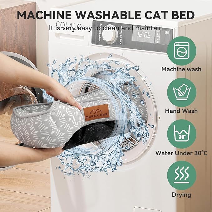 Rectangle Cat Dog Bed for Large Medium Small Pets Indoor Outdoor Machine Washable Sleeping Sofa Non-Slip Bottom Soft Puppy Bed Durable Orthopedic Calming Pet Cuddler (Small, Grey Pattern)