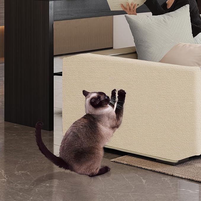 Cat Scratching Mat - Trimmable Self Adhesive DIY Climbing Cat Scratcher Pad for Cat Tree Shelves and Post Cat Scratch Furniture Protector