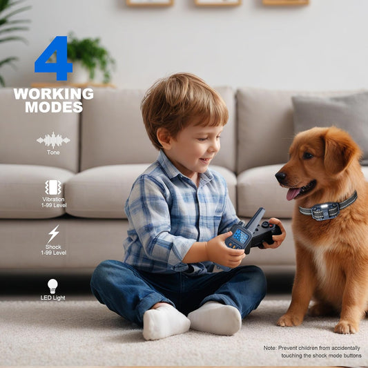 Electronic Dog Collar with Remote, 2600ft Waterproof Dog Training Collar for Smal Medium Large Dogs, Beep, Vibration, Shock (1-99) Modes, LED Light, for 5-120Lbs Dogs