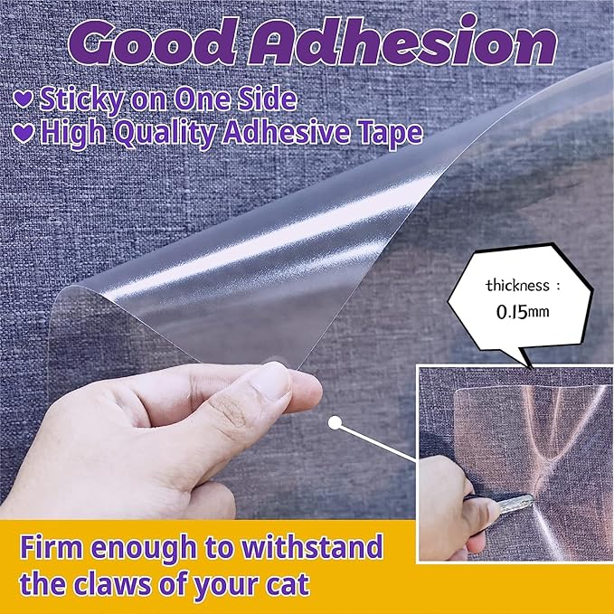 Cat Scratch Furniture Protector: Cat Anti Scratch Tape - Door Protector from Dog Scratching - Clear Training Self Adhesive Tape for Carpet, Sofa, Couch, Door(Transparent, 11.8" x 9.8FT)