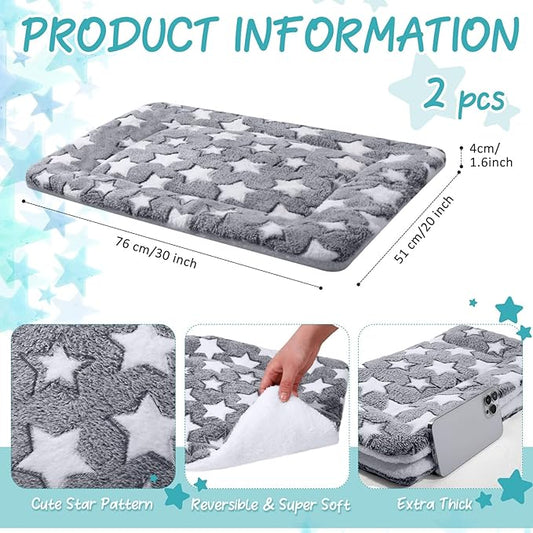 2 Pack Self Warming Cat Mat Self Heating Pad Bed Reversible Machine Washable Reflects Body Heat Warm Thermal Pet Pad Crate Blanket for Feral and Indoor Cat(Star,20'' X 30'')