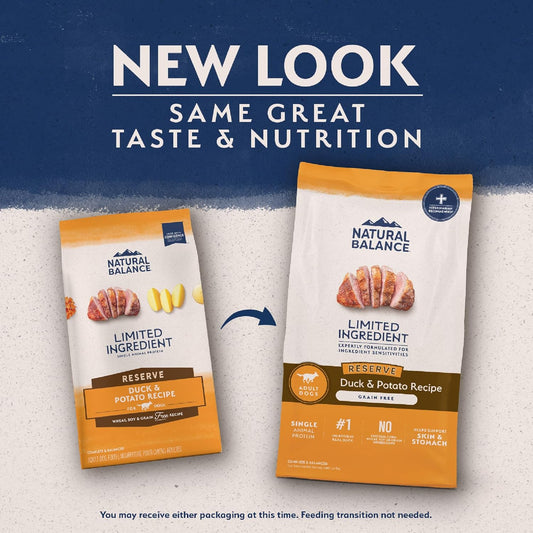 Natural Balance Limited Ingredient Adult Grain-Free Dry Dog Food, Reserve Duck & Potato Recipe, 12 Pound (Pack of 1)