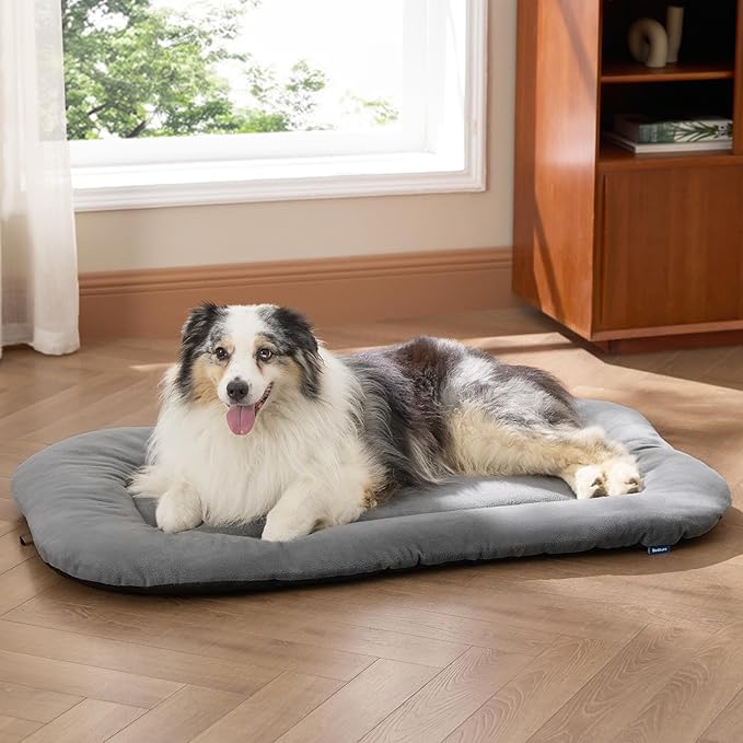 Bedsure Washable Dog Crate Pad for Extra Large Dogs, Anti-Slip Puppy Kennel Dog Bed for Crate - Ultra Soft Fleece Flat Thin Pet Mat (Not Chew Proof), Light Grey XXL 47"x29"