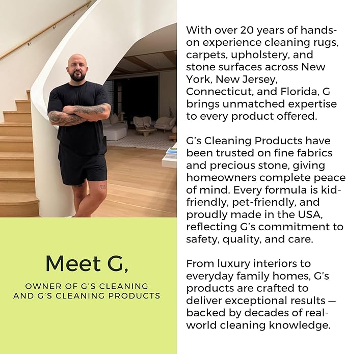 G's Cleaning Biodegradable Stain & Odor Remover Spray – 32 oz Pet Urine Enzyme Cleaner – Pet Odor Eliminator for Home – Cat & Dog Pee Carpet Cleaner – Stain Remover for Rug, Floor, Furniture, Mattress