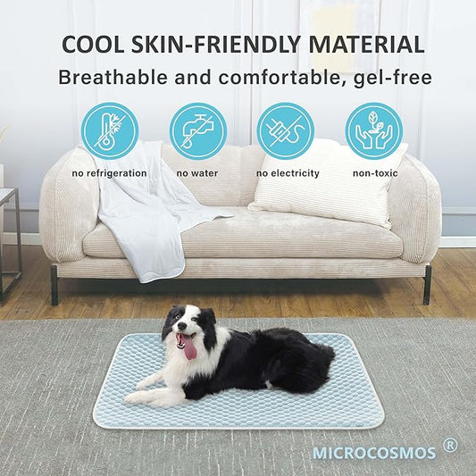 MICROCOSMOS Pet Cooling Mat & Sleeping Pad- Breathable Bubble Surface, EZ Clean. Keep Cooling for Pets, Kids and Adults in Summer.(BlueWhite, 40" x 28")