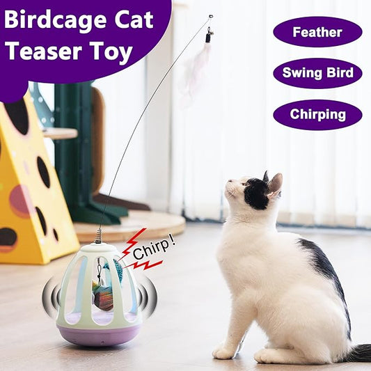 Interactive Cat Toy for Indoor Cats,Automatic Cat Feather Toy,Chirping Toys for Cats Self Play,Kitten Toys with Flapping Bird,Teaser for Kittens Exercise,USB Rechargeable Kitty