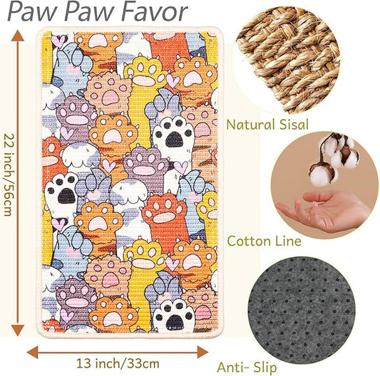 SOLDAY Sisal Cat Wall Scratcher for Floor Wall Carpet Couch Furniture, 22x13 inch Anti Scratch Furniture Protector, Cat Scratching Posts Board with Velcro Tape(Cat Paws)