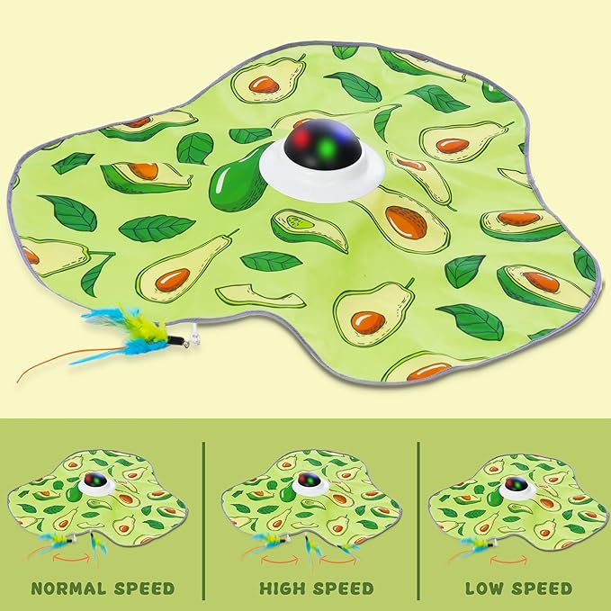 Interactive Cat Toy, Automatic Cat Toys for Indoor Exercise, Hide and Seek Toy with Motion Activated, Moving Concealed Feather, USB Rechargeable