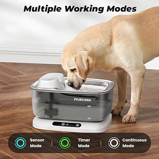 Pet Water Fountain, for Large Dogs, 68 Days Battery Life, 7L Smart Dog Drinking Fountain, Quiet Design, Dual Modes (Wireless & Wired), Food-Grade Stainless Steel for Multi-Pet Homes