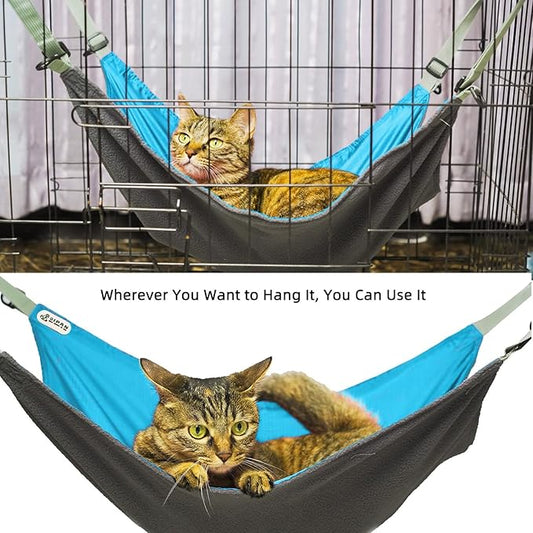 Cat Hammock - Washable Soft Outdoor Mat, Waterproof Cooling Pad for Cats & Small Animals (Large, Blue)