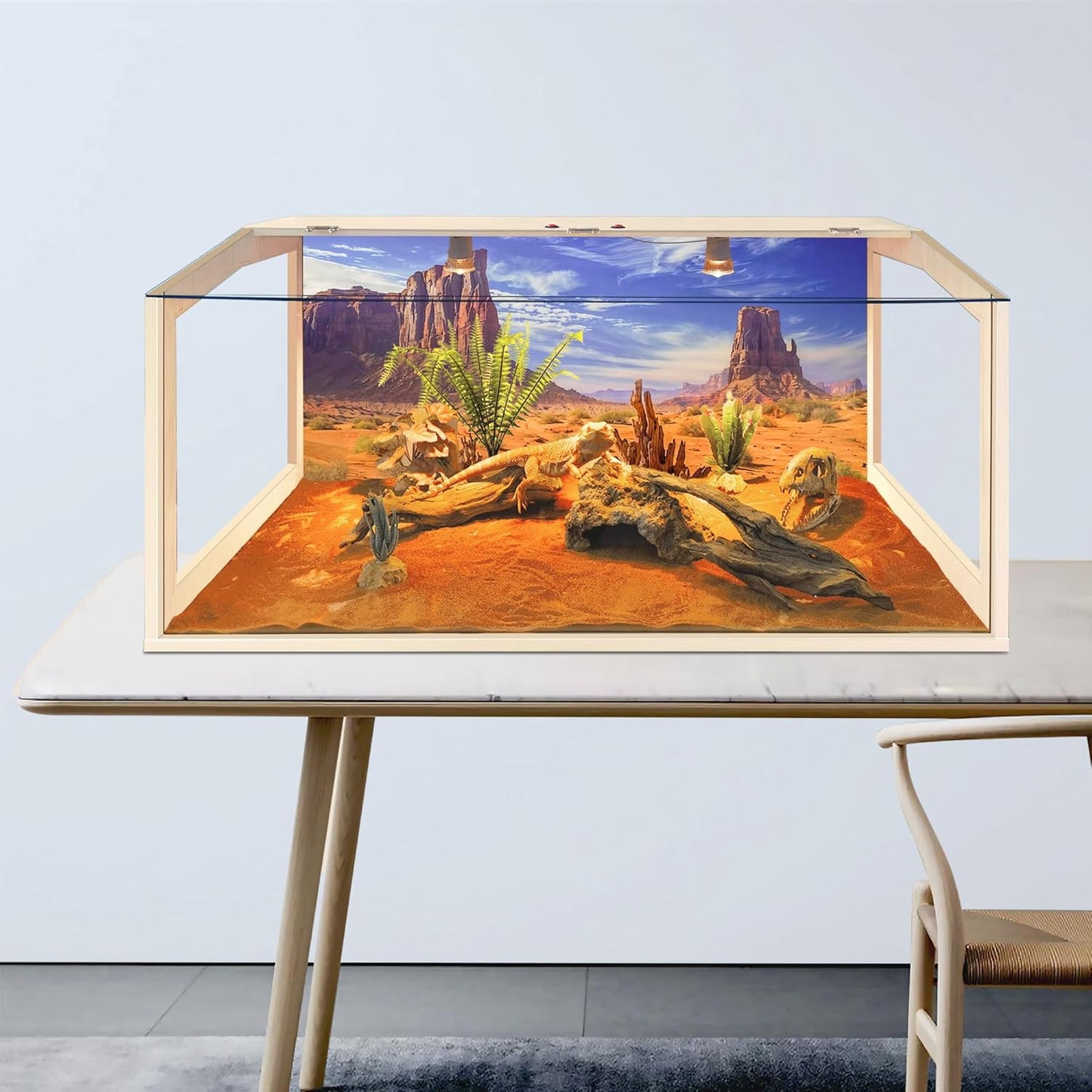 Prolee Reptile Terrarium, Lizard Tank Up to 68 Gallons, Bearded Dragon Tank with Roof Door, Snake Tank with Built-in Lamp Fixture and Switch (28 Gallon, 32" Long, Openable Acrylic Roof)