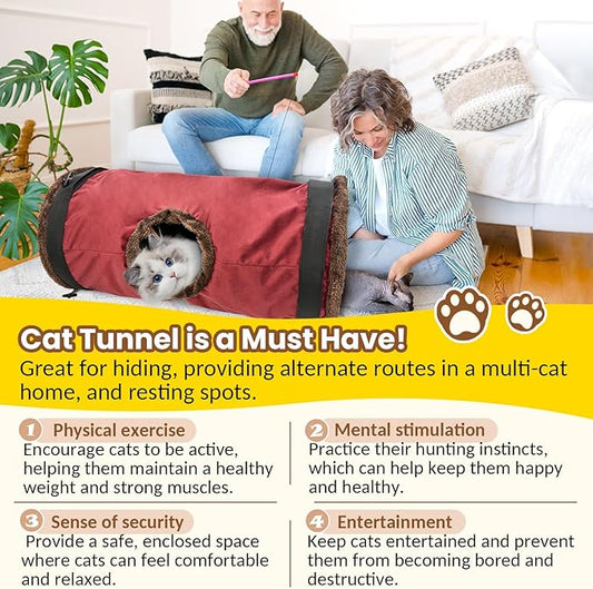 Cat Tunnel, Hangable Cat Tube, Indoor Cat Toy, Collapsible Cat Play Tunnel with Balls, Interactive Cat House for Kitty, Kitten, Rabbit, Puppy