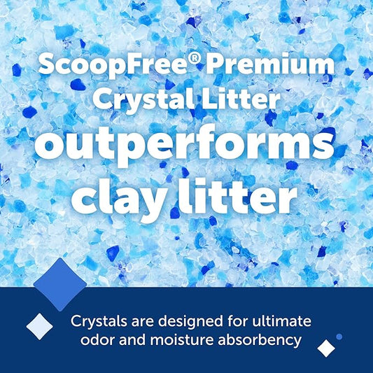 PetSafe ScoopFree Premium Crystal Cat Litter - Outperforms Clay Litter - Refill Packs - Reusable Tray Compatible - Fresh Scent - 4.3 lb Bags - 2 Pack