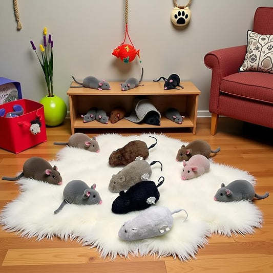 1Pc Random Color Furry Mice Cat Toy Wind Up Toys Realistic Mouse Funny Moving, Cat Mice and Animals Interactive Play Mouse for Kitten Cat and Animals Pet Supplies