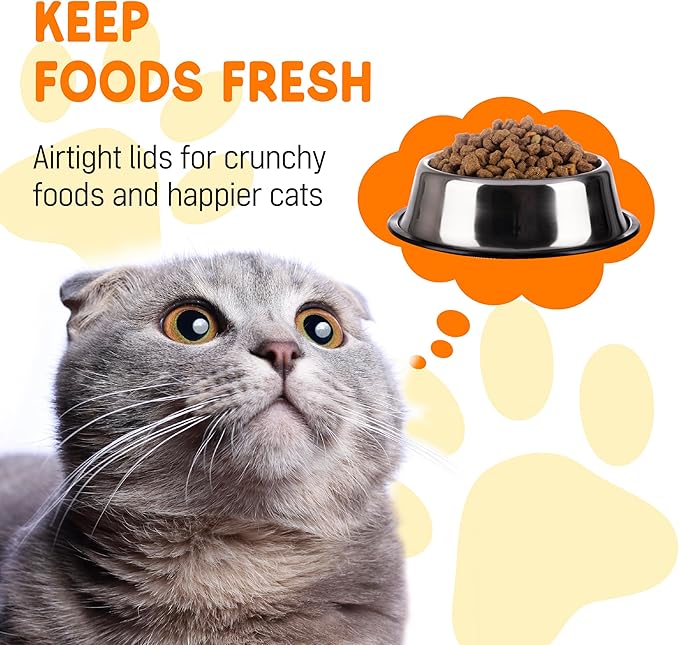 Calindiana Airtight Cat Food Storage Container with Bamboo Lid & Scoop – Farmhouse Cat Food Organizer, Gifts for Cat Lovers (Matte Black)