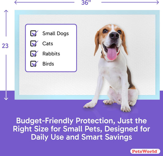 PETSWORLD Puppy Pads, 23x36 Inch, 200 Count - Puppy Pee Pads for Dogs, Tear Resistant, Economy Value, Super-Absorbent Polymer Gel Core, Perfect for Puppies, Smaller Dogs