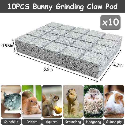 Hamiledyi 10PCS Rabbit Scratching Pad Bunny Lava Grinding Claw Board Small Animal Foot Pad Hamster Chew Toys for Gerbil Chinchilla Hedgehog Guinea Pig Cage Accessories