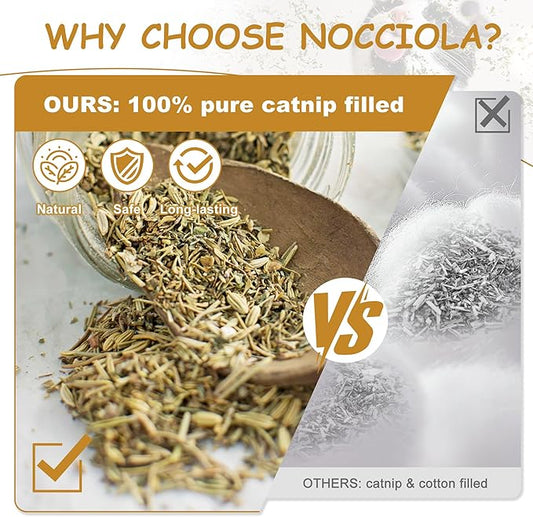 Nocciola 3 Pack Catnip Toys for Cats, Funny Cat Toys Filled with 100% Pure Organic Catnip, Safe Kitten Teething Chew and Kicker Toys, Stress Relieving Fun for Indoor Cats