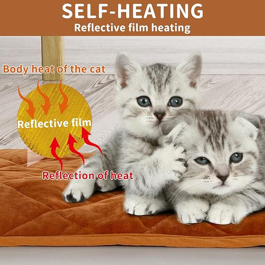 NAMOTEK Self-Warming Cat Bed Indoor/Outdoor Super Soft Self Heating Pet Mat Washable Thermal Pad for Cat & Dog 29x19.6 inch