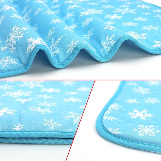 NACOCO Summer Pet Cooling Mat - Cat Dog Cushion Pad Sleeping Cool Snowflake Comfortable Soft for Pets Kids and Adults (Blue Snowflake, M)
