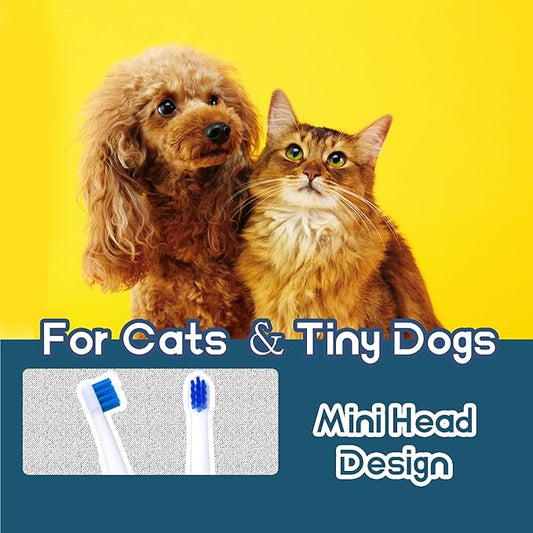 Tiny Dog Toothbrush, Small Breed Cat & Puppy Tooth Brushing Kit, Ultra Soft Mini 15° Curved Head Pet Teeth Brush for Kitten, Doggy Deep Dental Clean, Soft Bristles, 2 PCS - White