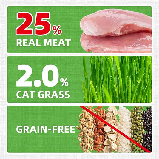 Just Try 16 OZ Cat Grass Jerky Treats for Indoor Cats Natural Chicken Healthy Cat Snacks Training Biscuits Hairball Control & Digestive Aid for Cats