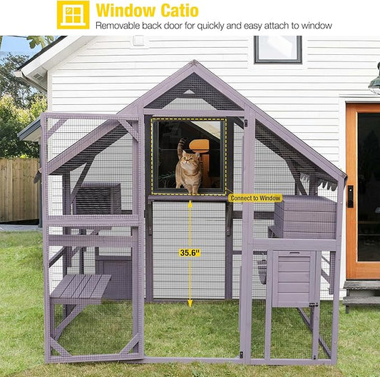 Aivituvin Catio Outdoor Cat Enclosure Large Cat Run with Bridges, Walks, Small Houses, Roof Cover 28.27 ft²