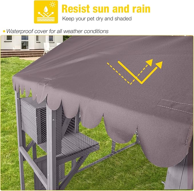 Aivituvin Cat House Outdoor Catio Kitty Enclosure with Super Large Enter Door,Wooden Cat Cage Condo Indoor Playpen with Platforms,Small House 74 Inch