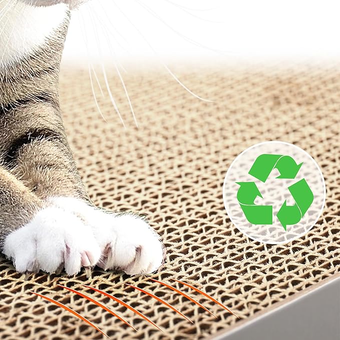 Cardboard Cat Scratcher Lounge Bed for Indoor Cats Kittens, 29.5" 8-Shaped Cat Scratching Board with Catnip, Grey