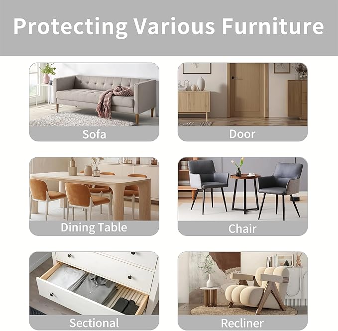 Anti Cat Scratch Furniture Protector, 12" × 197" Couch Protector from Cat Claws, Door Protector from Dog Scratching, Transparent Self-Adhesive for Furniture, Doors, Walls, Great for Sofas and Chairs