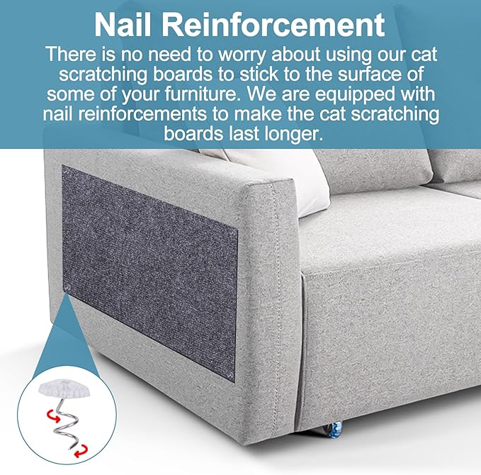 Palksky DIY Climbing Cat Scratcher Mat, 2Pack 39.4"X15.8" Trimmable Cat Scratching Post, Cat Scratching Mat Self-Adhesive Replacement, Cat Scratch Furniture Protector(Dark Gray)