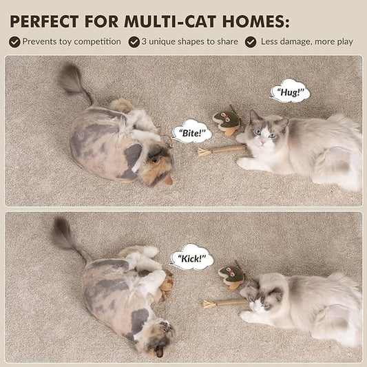 3-Pack Silvervine Sticks for Cats with Sisal Rope – Cat Toys for Indoor Cats, Catnip Chew Toys for Nature Dental Care & Interactive Play