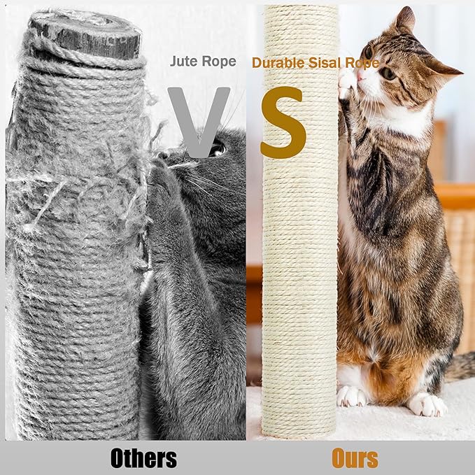 Cat Scratch Post, 8,11.8,15.7,19.6,31.5inch sisal Pole Cat Tree Replacement Post with M8 Screws, Indoor cat Tower Spare Furniture Protector with Scratch Post Filling (8 * 3.1inch-1Pcs)