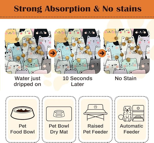 Pet Feeding Mat for Floors Waterproof Dog Mat for Food and Water Absorbent Quick Dry Non Slip mat for Cat Bowls
