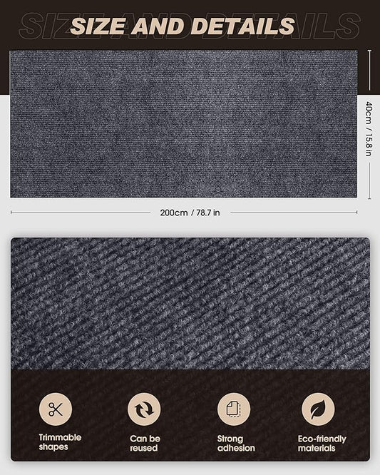 Cat Scratch Furniture Protector, Trimmable Self-Adhesive Carpet, DIY Climb Cat Scratcher Mat for Covering Cat Tower and Couch Protector from Cat Claws (78.7x15.8in Dark Gray)