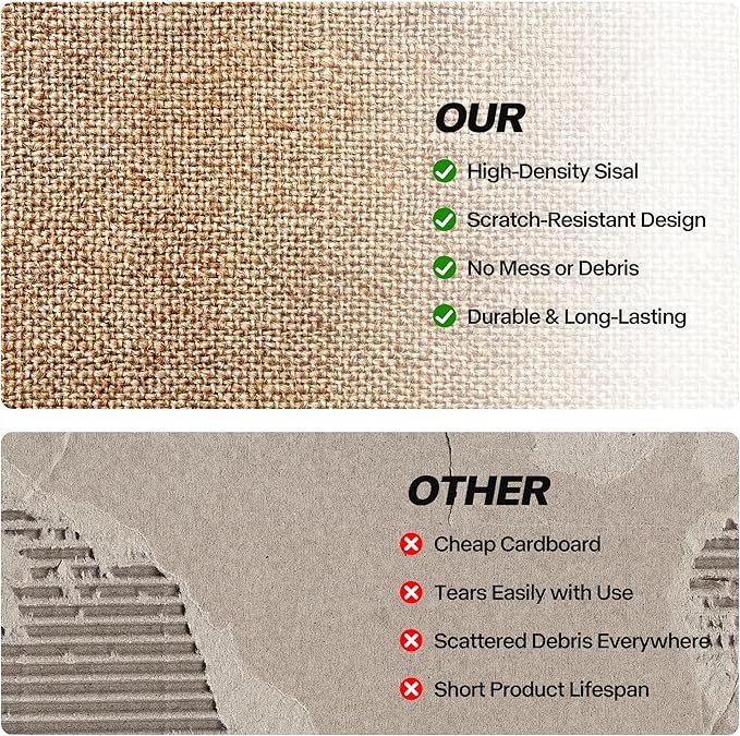 Pawise Cat Scratcher,Fish Shaped Cat Scratcher Toy,Natural Sisal Cat Scratching Board with Feather Teaser and Wooden Roller Ball Toy,Interactive Cat Toy for Indoor Cats,Kittens,+Replacement Feather